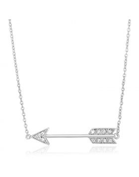 Sterling Silver 18 inch Arrow Necklace with Cubic Zirconias-18''