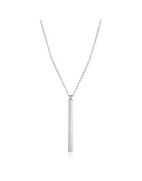 Sterling Silver 24 inch Necklace with Long Polished Bar Pendant-24''