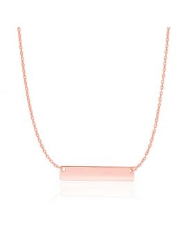 14k Rose Gold Smooth Flat Horizontal Bar Style Necklace-18''