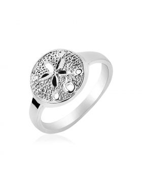 Sterling Silver Textured Sand Dollar Ring-7