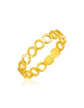 14k Yellow Gold Ring with Polished Open Circle Motifs-7