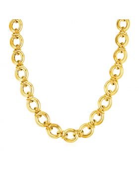 14k Yellow Gold Polished Round Link Necklace-18''