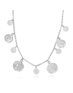 Sterling Silver 18 inch Necklace with Roman Coins and Polished Circle Charms-18''