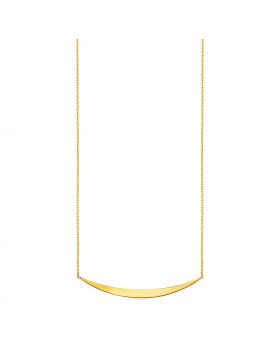 14k Yellow Gold Necklace with Polished Curved Bar Pendant-18''