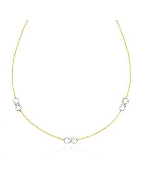 14k Two-Tone Gold Chain Necklace with Polished Infinity Stations-18''