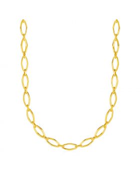 Polished Oval Marquise Link Necklace in 14k Yellow Gold-18''
