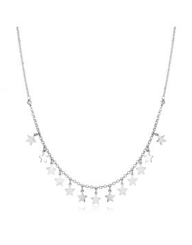 Sterling Silver Necklace with Polished Stars-18''