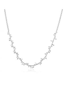 Sterling Silver 18 inch Leaf Motif Chain Necklace-18''