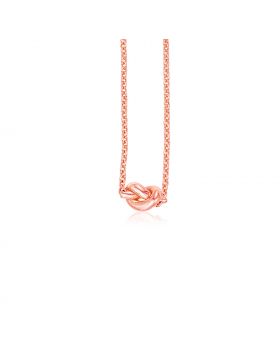 14k Rose Gold Chain Necklace with Polished Knot-18''