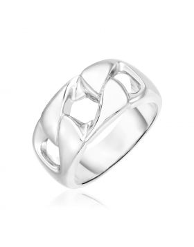 Sterling Silver Polished Swirl Motif Band Ring-7