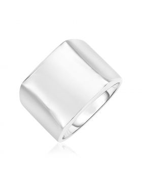 Sterling Silver Polished Square Motif Wide Band Ring-7