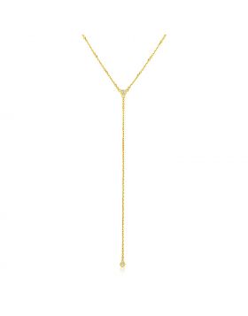 14k Yellow Gold 20 inch Lariat Necklace with Diamonds-20''