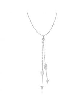 Sterling Silver 18 inch Lariat Necklace with Two Arrows-18''