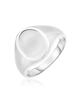 Sterling Silver Polished Oval Crown Ring-7