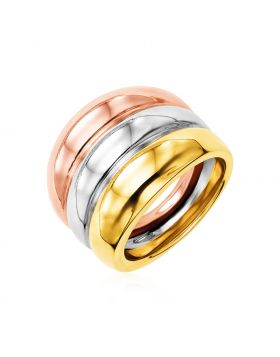 14k Tri Color Gold Polished Ring-7