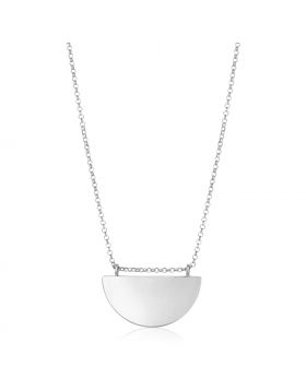 Sterling Silver 18 inch Polished Half Circle Necklace-18''