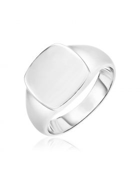 Sterling Silver Polished Square Crown Ring-7