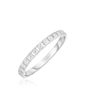 14k White Gold Ring with Bead Texture-7