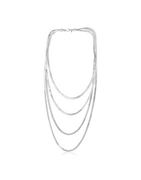 Sterling Silver Four Strand Polished Chain Necklace-18''