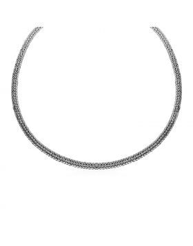 Wide Woven Rope Necklace in Sterling Silver-18''