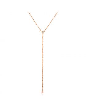 14k Rose Gold 20 inch Lariat Necklace with Diamonds-20''