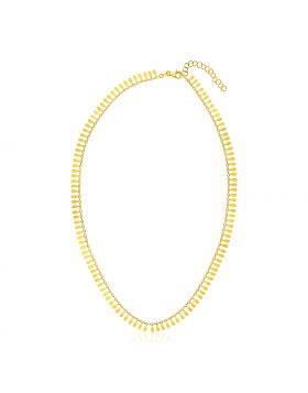 14k Yellow Gold 18 inch Necklace with Polished Petal Motifs-18''