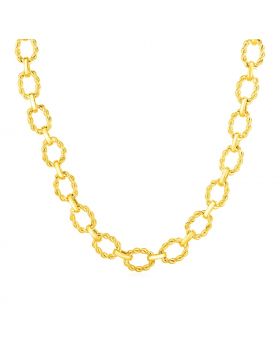 14k Yellow Gold Twisted Oval Link Necklace-18''