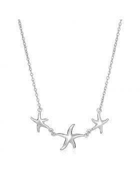 Sterling Silver Necklace with Three Starfish-18''