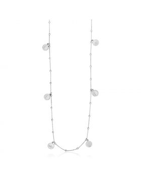 Sterling Silver 24 inch Necklace with Polished Beads and Roman Coins-24''