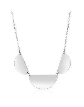 Sterling Silver 18 inch Necklace with Three Polished Half Circles-18''