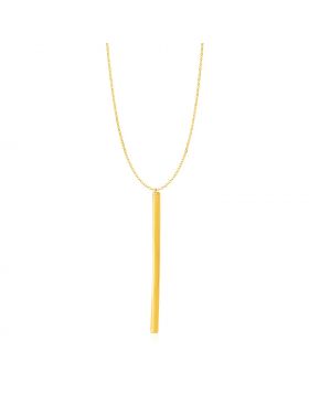 Necklace with Long Bar Pendant in 14k Yellow Gold-24''