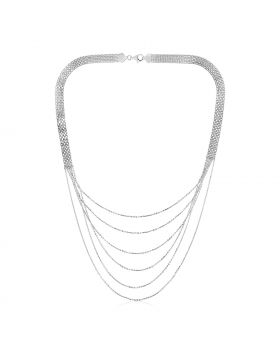 Sterling Silver 20 inch Six Strand Textured Chain Necklace-20''