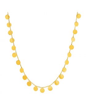 Choker Necklace with Polished Discs in 14k Yellow Gold-16''