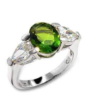 Ring 925 Sterling Silver High-Polished Synthetic Peridot Spinel