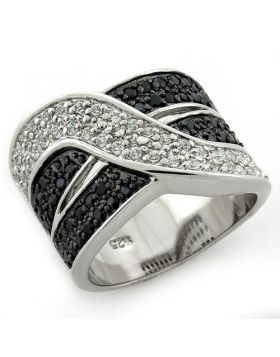 LOAS1147-5 - 925 Sterling Silver Special Color Ring AAA Grade CZ Jet