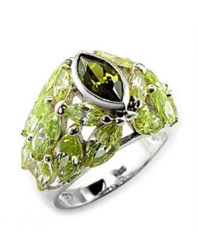 60618-6 - 925 Sterling Silver High-Polished Ring AAA Grade CZ Multi Color