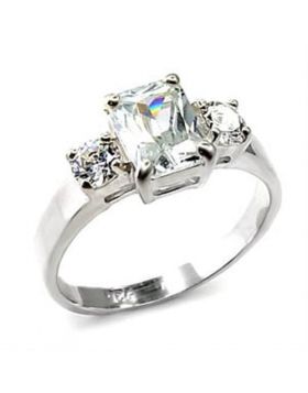 6X247-10 - 925 Sterling Silver High-Polished Ring AAA Grade CZ Clear