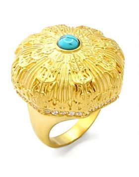 70913-5 - Brass Gold Ring Synthetic Sea Blue