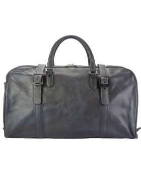 Travel bag Serafino in vintage leather - Black
