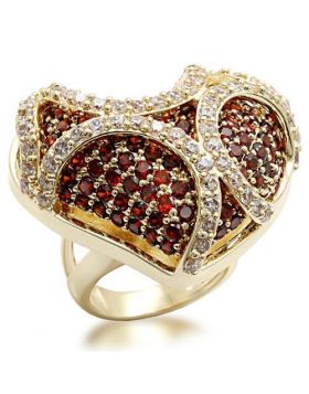LO1597-10 - Brass Imitation Gold Ring AAA Grade CZ Garnet
