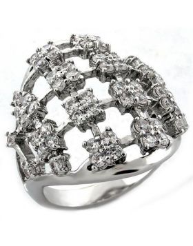 LOA996-5 - Brass Rhodium Ring AAA Grade CZ Clear