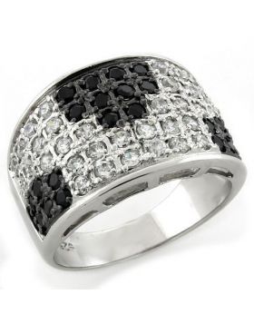 LOAS1088-5 - 925 Sterling Silver IP Black(Ion Plating) Ring AAA Grade CZ Jet