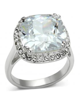 LOS561-7 - 925 Sterling Silver Silver Ring AAA Grade CZ Clear