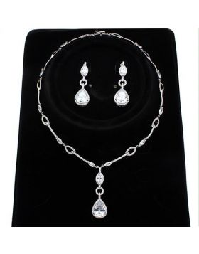 Jewelry Sets,Brass,Rhodium,AAA Grade CZ,Clear