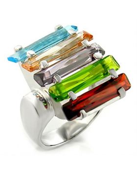 Ring Brass Rhodium AAA Grade CZ Multi Color