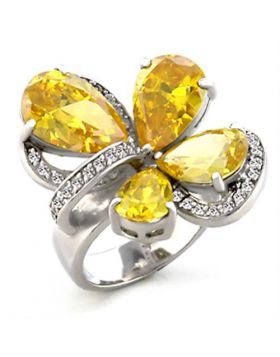 Ring Brass Rhodium AAA Grade CZ Topaz