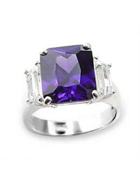 Ring 925 Sterling Silver High-Polished AAA Grade CZ Amethyst