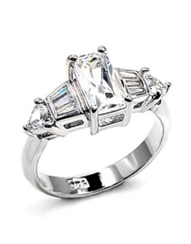 Ring 925 Sterling Silver Rhodium AAA Grade CZ Clear