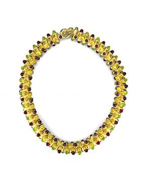 LO3610-16 - Brass Gold Necklace Synthetic Multi Color