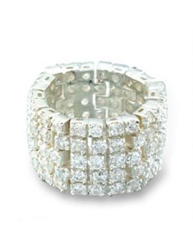 41003-9 - 925 Sterling Silver High-Polished Ring AAA Grade CZ Clear